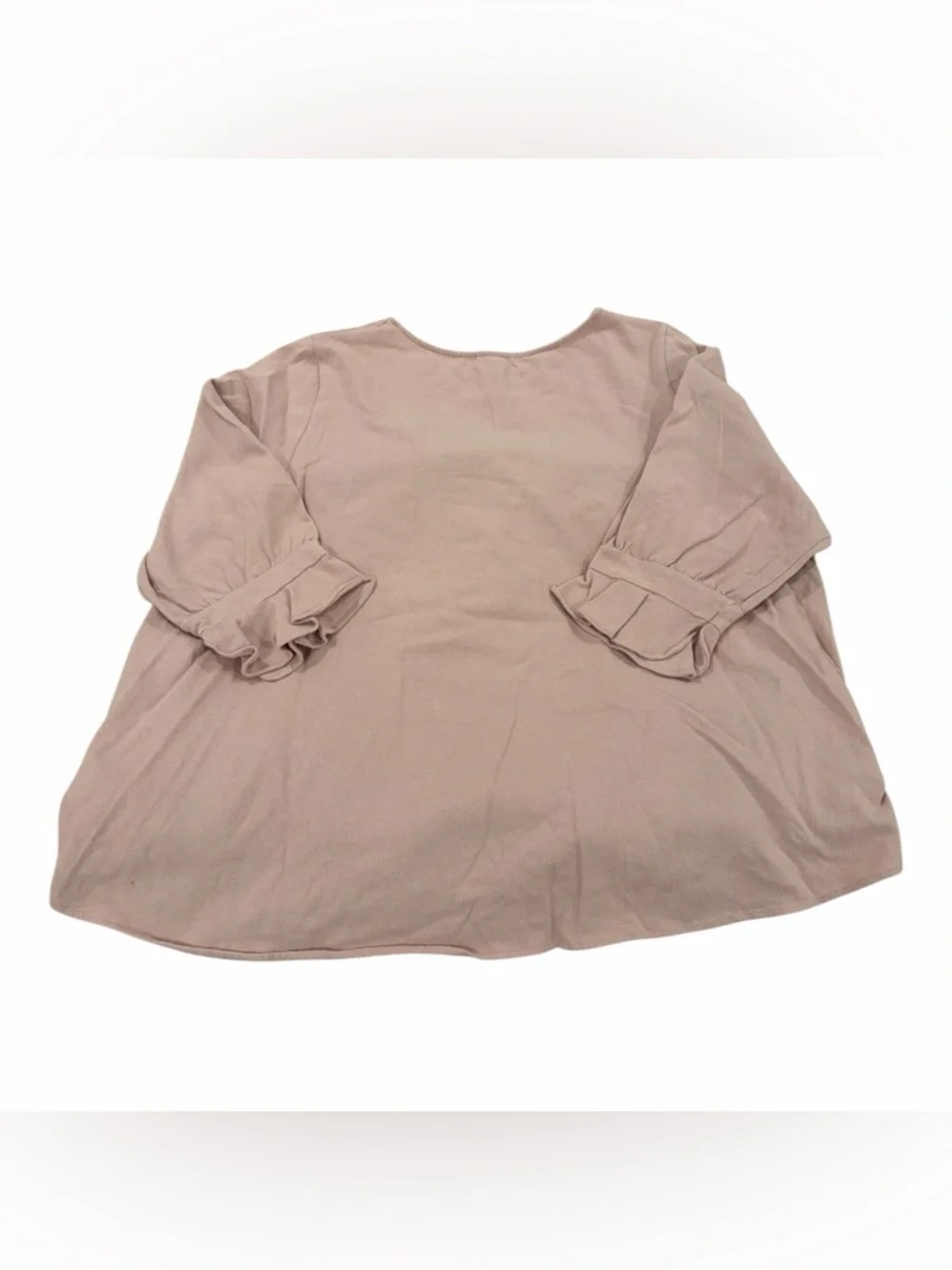 Easel Women’s Peplum Blouse Light Pink Ruffle Sleeve Hem Cotton Large - Picture 2 of 6